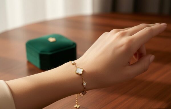 N0011 (1) Golden Clover Bracelet