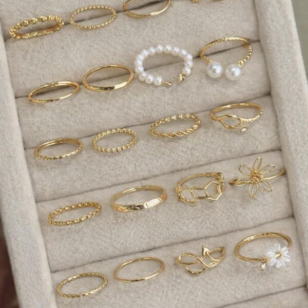 Golden Bloom Ring Set_