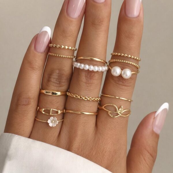 Golden Bloom Ring Set_